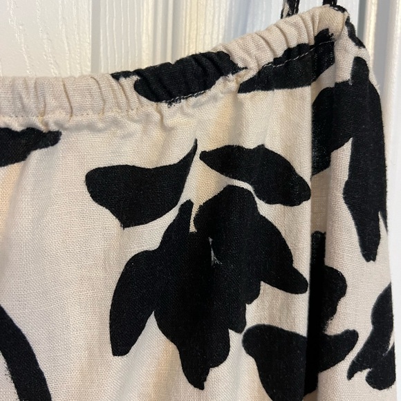 A New Day Natural and Black Floral Sleeveless Linen Blend Dress Large - Picture 3 of 6